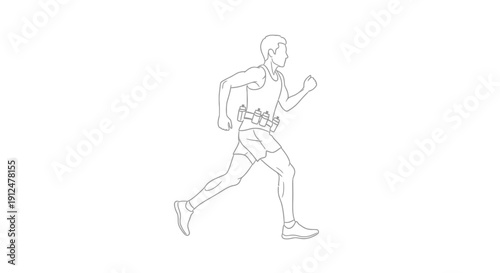 Man Running Athletic Fitness Exercise.