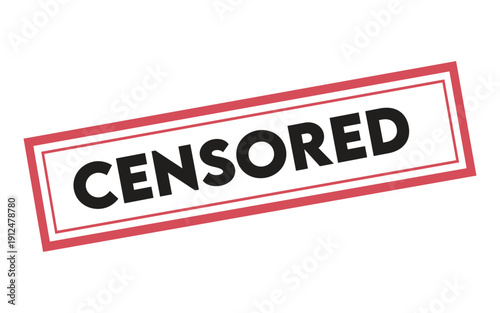Censored stamp on white background with red border