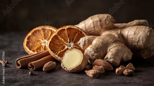 Dried spices and ginger