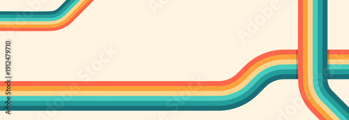 Minimalist Retro Line Curved Composition in Vintage Background