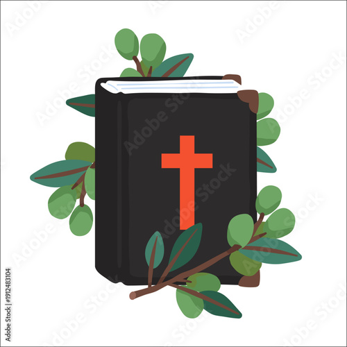 Olive branch with Holy Bible