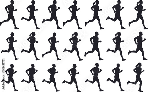 Dynamic sequence of runners captured in mid-stride motion during a race.