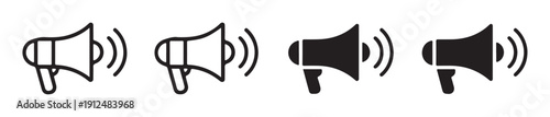 Professional megaphone vector graphics for announcement icons and public relation marketing tools variety