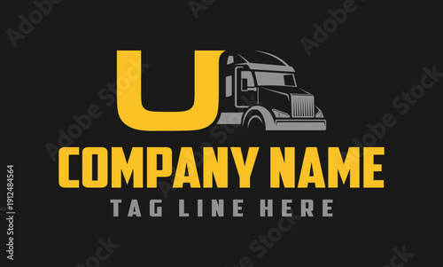 Letter U Truck logo vector 