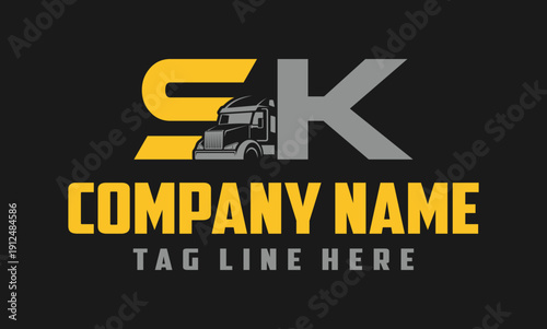 Letter SK Truck logo vector 