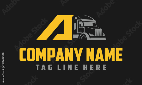 Letter A Truck logo vector 
