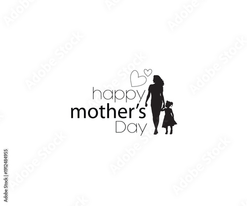 Happy Mother's Day Calligraphy Lettering with Hearts