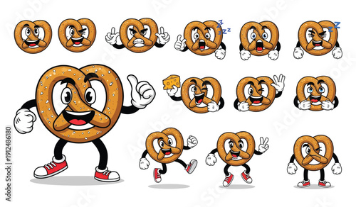Pretzel Character with Cheese, Giving Thumbs Up - Baked Snack Food Mascot with Fun Expressions