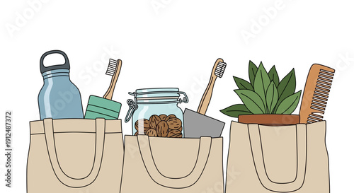 Eco Friendly Products in Reusable Tote Bags.