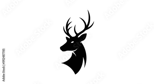 Silhouette of a majestic stag head with large antlers.