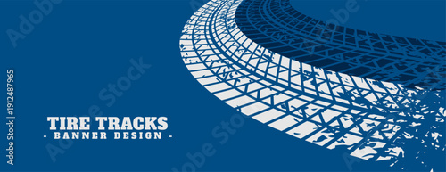 abstract tire track print mark on grunge banner