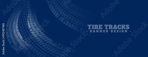 abstract wheel tire track pattern banner in grungy style
