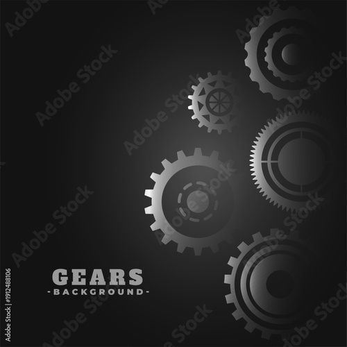 grey cogwheel mechanism dark background design