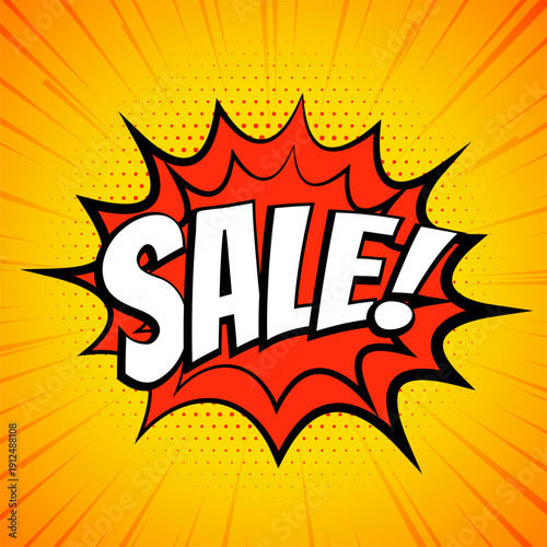 yellow and red sale promotion background in comic style