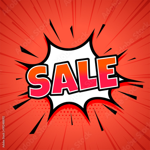 halftone style comic sale background in yellow and white color