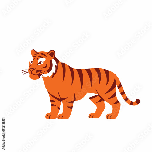 Cartoon Style Cute Walking Tiger Animal Character Illustration