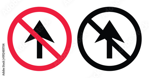 No Entry Signs icons, flat vector silhouette illustrations of restriction and prohibition symbols, clean minimalist design, isolated on white background, perfect for public safety, traffic, apps, webs