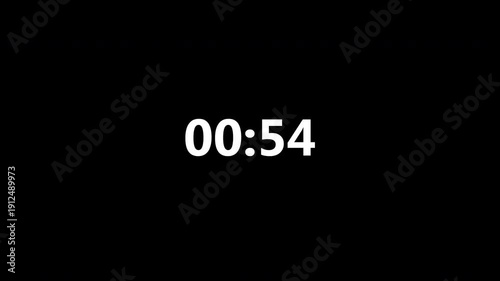 4K Countdown Timer 59 to 1 Alpha Channel Transparent Background Digital Counter Overlay