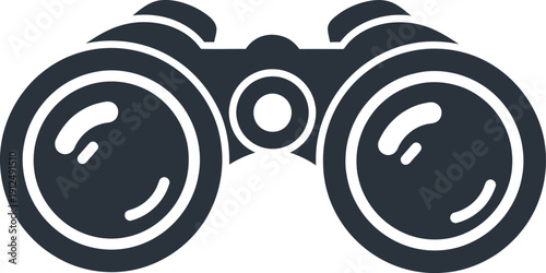 Black Binoculars Iconic Illustration Simple Design.