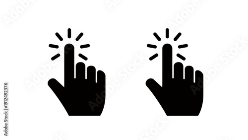 Two clicking hand icons illustrating double click interaction for digital interfaces and user experience.