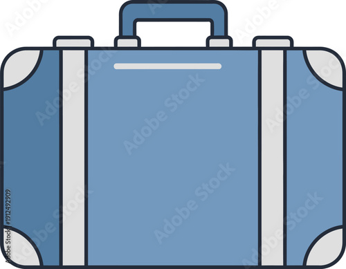 Blue Suitcase with Handle and Latches.
