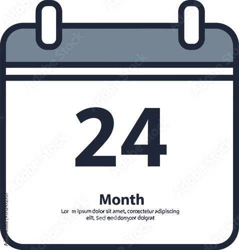 Calendar Icon with Date Twenty Four.