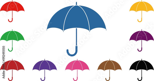 Colorful Umbrellas in a Grid Pattern.