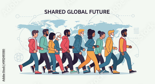 Diverse Group of People Walking Together.