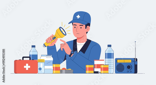 Emergency Responder with First Aid Supplies.