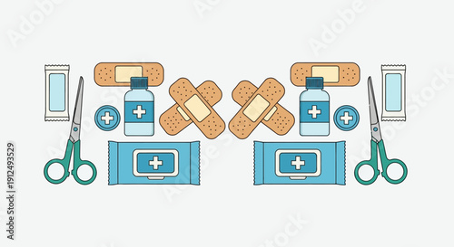 First Aid Kit Supplies and Medical Tools.
