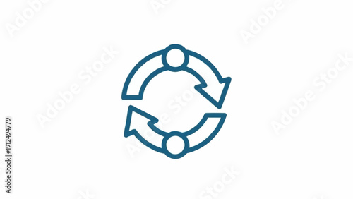Blue Arrows Circle Icon Symbol.