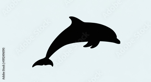 Silhouette of a dolphin leaping out of the water.