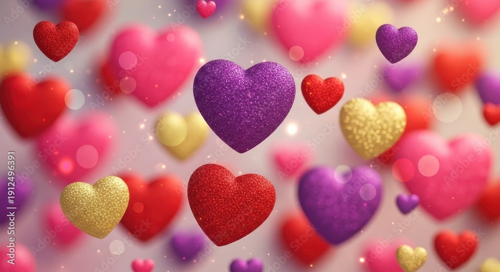Obraz premium Colorful Hearts Background for Valentines Day Celebration.