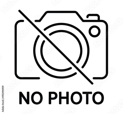 No Photo Available icon, flat vector symbol of missing photo or picture coming soon, minimalist design isolated on white background, ideal for websites, mobile applications, dashboards, and digital in