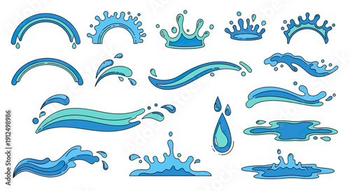 Dynamic Water Splashes and Drops Collection.