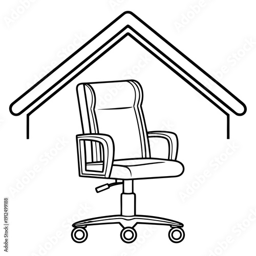 Remote Work From Home Line Icon - Flexible Workspace and Hybrid Job Office