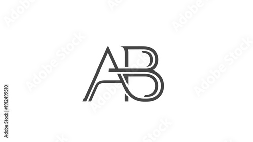 Logo design featuring intertwined capital letters A and B in a stylized font on a white background.