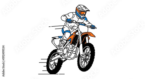 Motocross rider on dirt bike in action illustration.