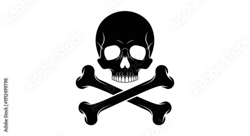 Black skull and crossbones symbol on white background.