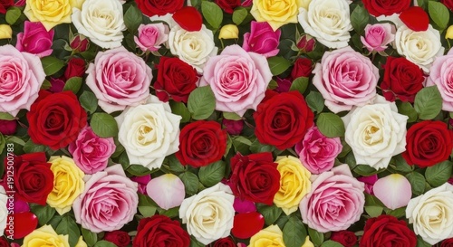 Colorful Rose Garden - A Vibrant Floral Tapestry of Beauty.
