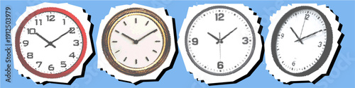 Set clock editable halftone scrapbook element vector for retro time themes. Ideal for vintage schedules, nostalgic journals, and print. Symbolizes passing hours, classic memories, and deadlines.