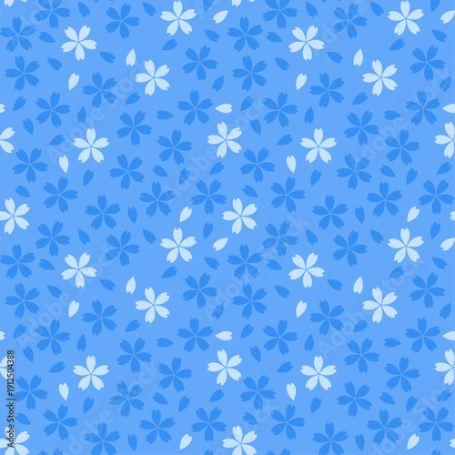 青配色の小桜シームレスパターン