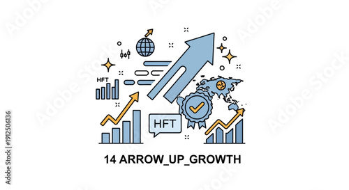 Abstract illustration of business and financial growth with upward arrows