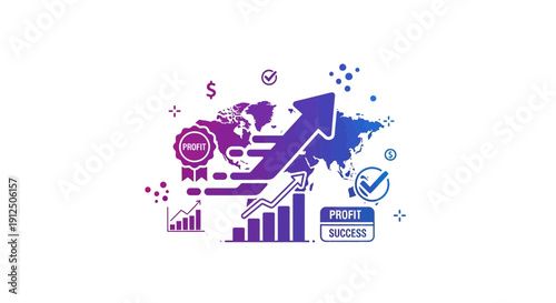 Abstract illustration of business profit and global financial growth concept
