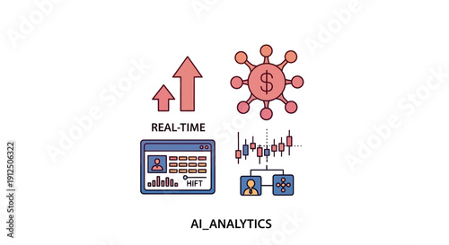 Ai analytics financial data icons business growth real time chart analysis