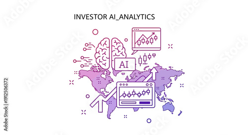 Artificial intelligence analysis of global investment markets conceptual illustration