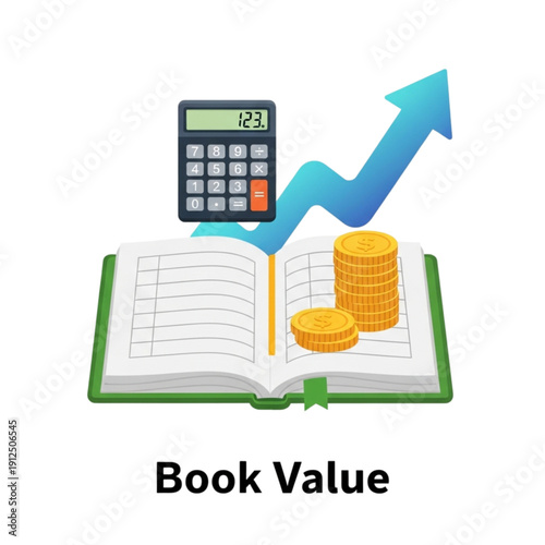 Book Value Finance Growth Concept isolated on transparent background.