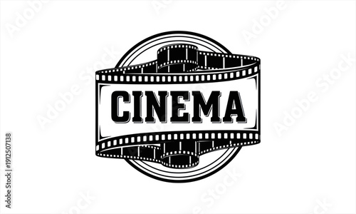 Vintage Cinema Film Reel Logo Design for Movie Enthusiasts.