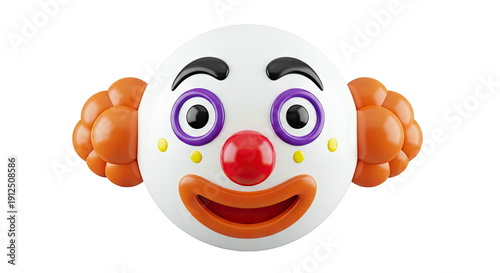 3D Clown Face Emoji with Orange Hair and Red Nose
