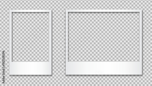 Modern Blank Polaroid Style Photo Frame, Vector Set for Social Media Collage and Photography